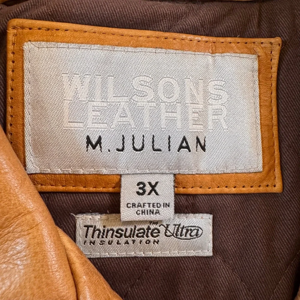 Vintage Wilsons Leather M. Julian Tan Cognac Leather Jacket Thinsulate Sz 3X‎